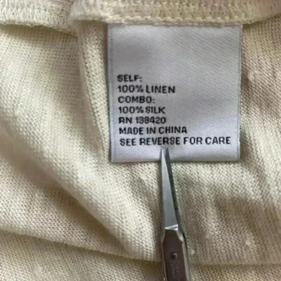 PER SE by Carlisle Women Linen Tunic Asymmetrical Sheer Hem Size 12 - Picture 7 of 12